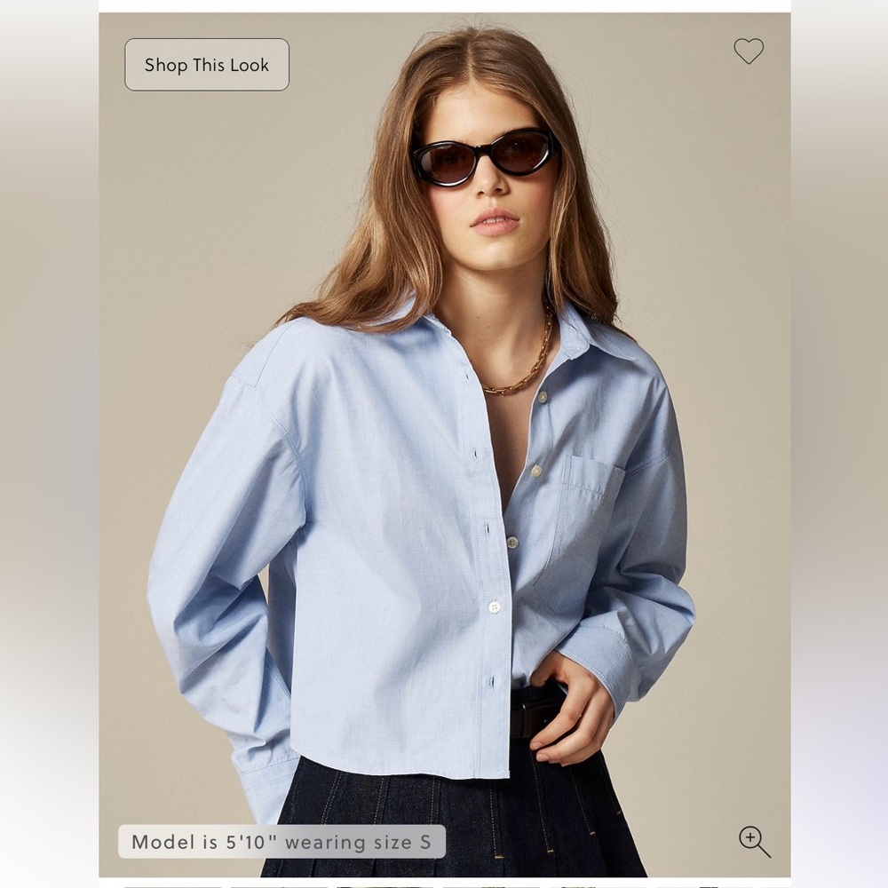 J. Crew Etienne cropped button-up shirt in cotton poplin